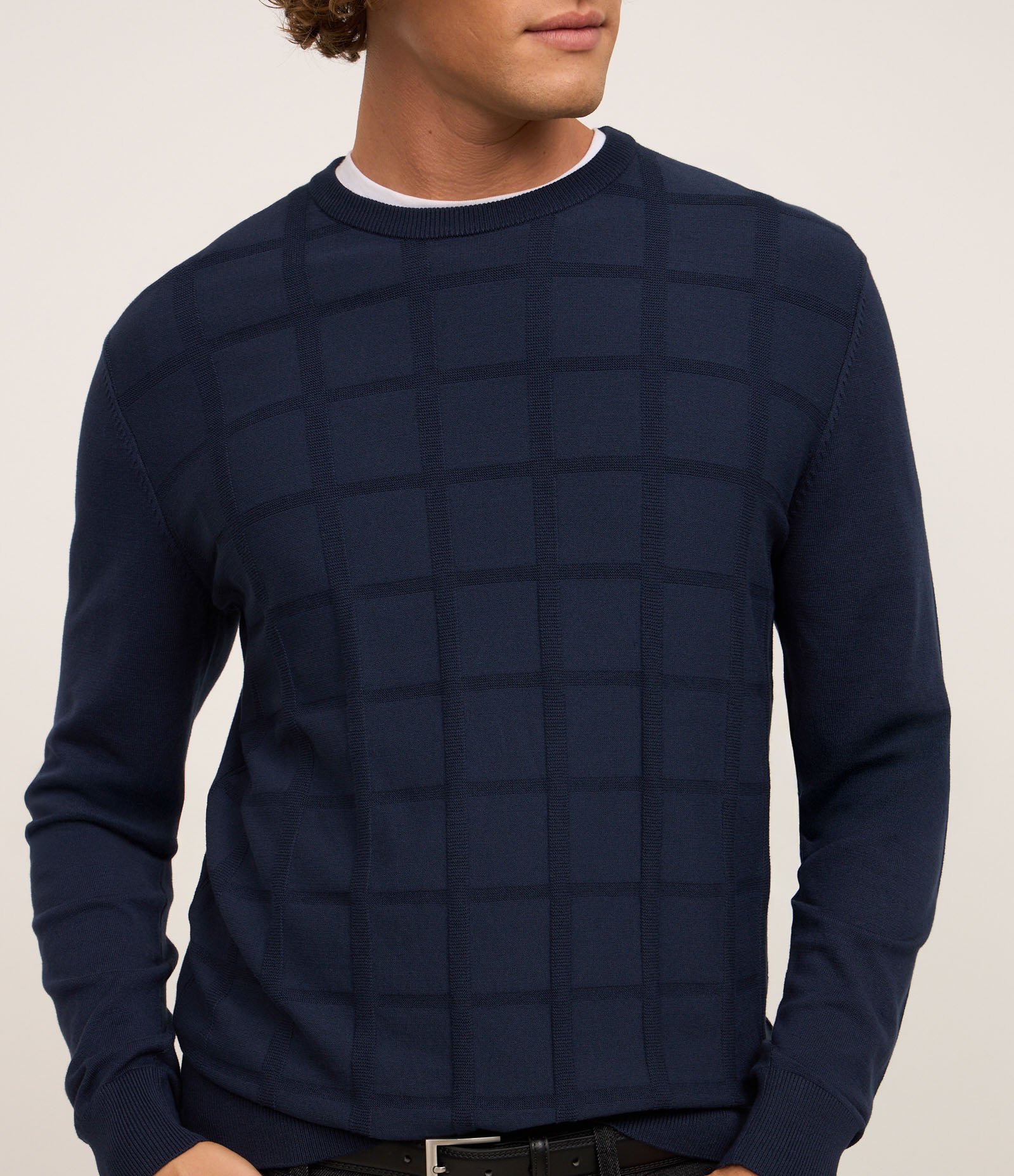 Suéter em Tricô com Textura Quadriculada 3