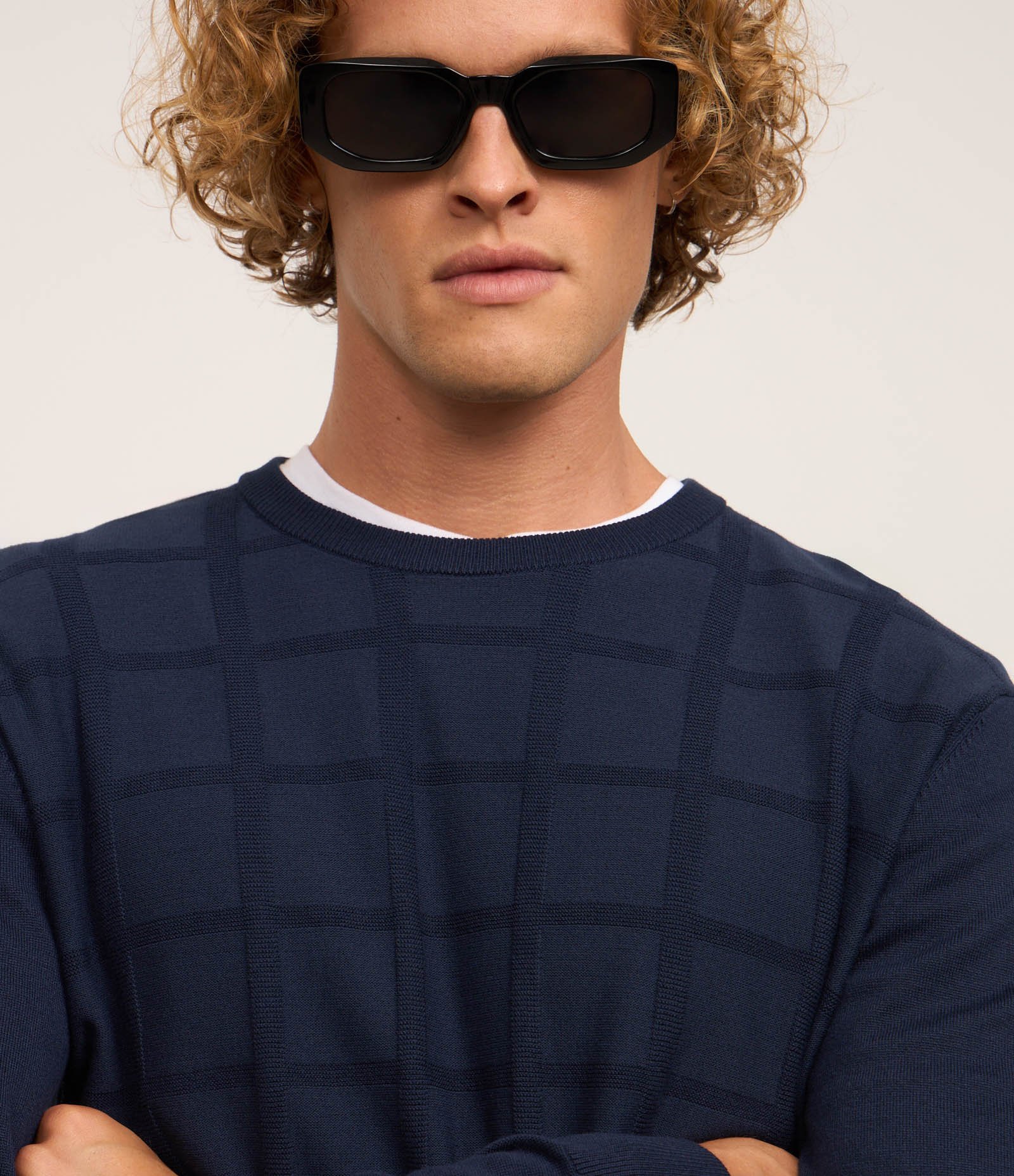 Suéter em Tricô com Textura Quadriculada 4