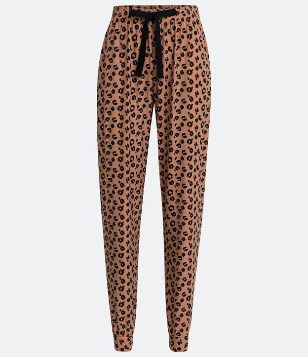 Pantalón de Pijama con Estampado Animal Print Jaguar Marrón 5