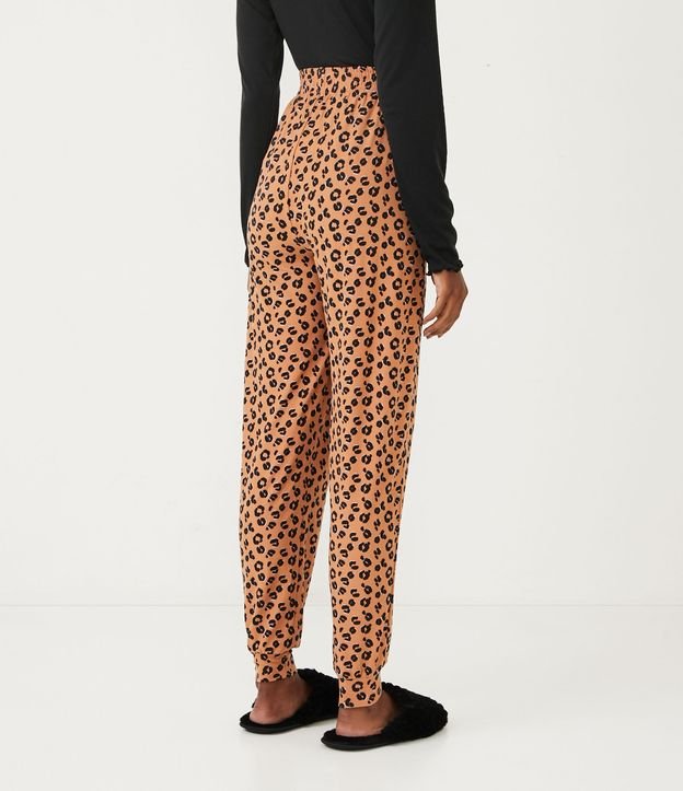 Pantalón de Pijama con Estampado Animal Print Jaguar Marrón 3
