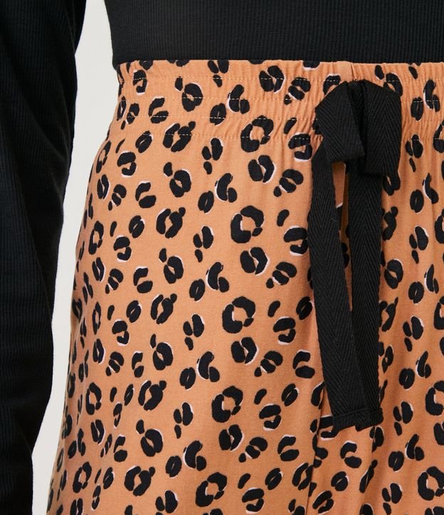Pantalón de Pijama con Estampado Animal Print Jaguar Marrón 4
