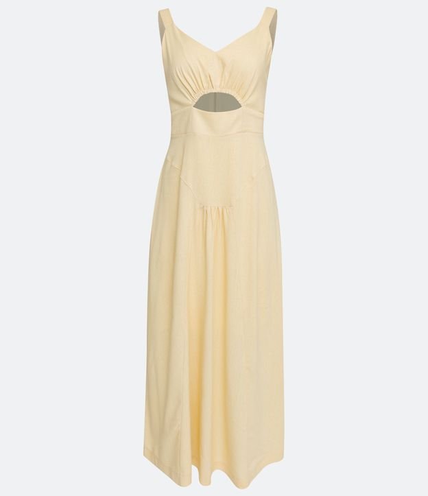 Vestido Midi en Lino con Cutout Amarillo 6