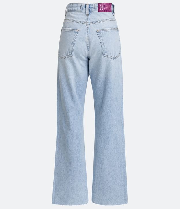 Pantalón años 90 en Jeans con Etiqueta Summer Aplicada en la Cintura Azul 7