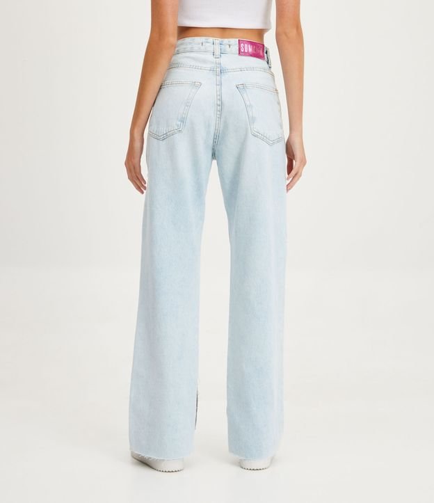 Pantalón años 90 en Jeans con Etiqueta Summer Aplicada en la Cintura Azul 2