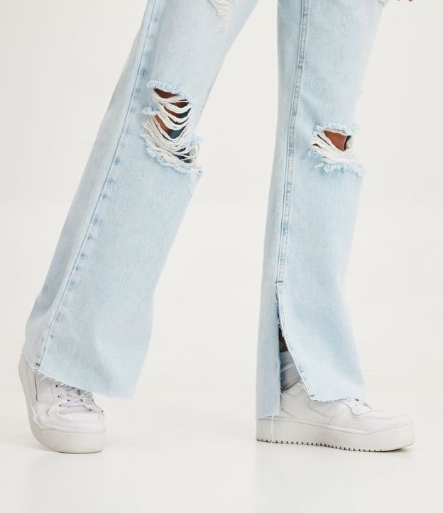 Pantalón años 90 en Jeans con Etiqueta Summer Aplicada en la Cintura Azul 4