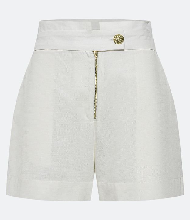 Short branco de discount tecido cintura alta