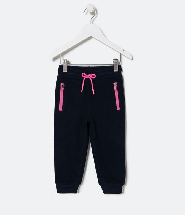 Calça Jogger Infantil com Zíper Contrastante nos Bolsos - Tam 1 a 5 Anos