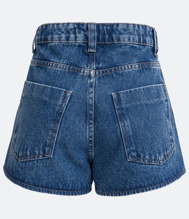 Short Cintura Alta en Jeans con Bolsillos y Pliegues Azul 6