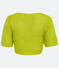 Blusa Cropped em Tricô com Ponto Diferenciado e Manga Curta