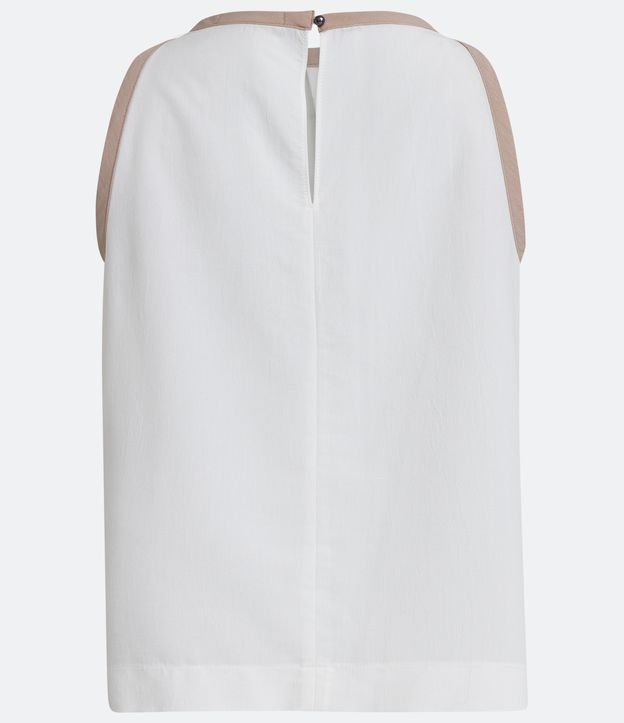 Blusa en Poliviscose con Cuello Halter y Bies contrastante Blanco 7