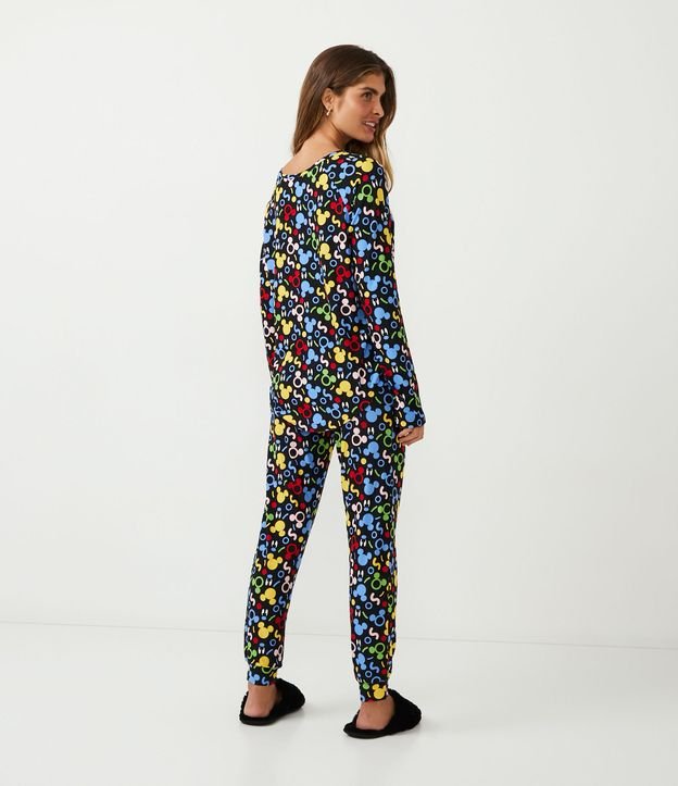 Pijama Largo con Estampado Mickey Mouse Negro 2