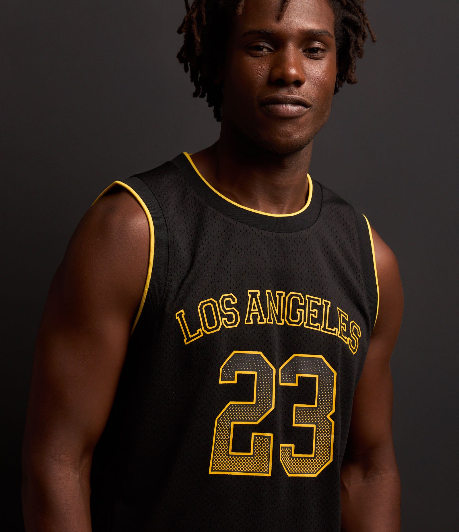 Regata Esportiva de Basquete com Textura e Estampa Los Angeles 23 Preto 3