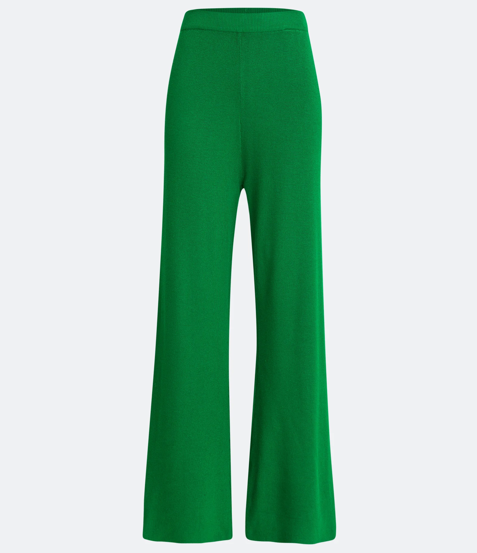 Calça Flare Cintura Alta em Tricô Canelada Verde 1