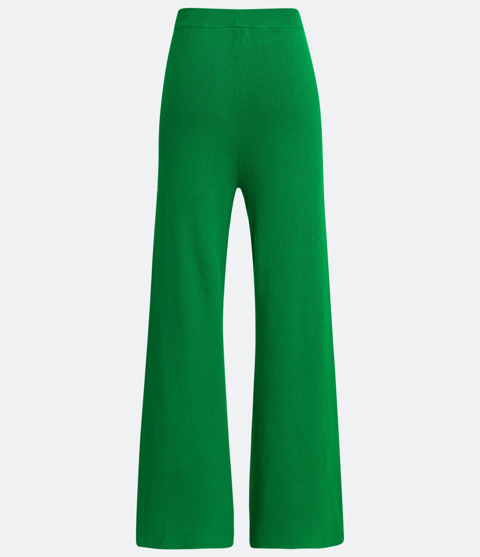 Calça Flare Cintura Alta em Tricô Canelada Verde