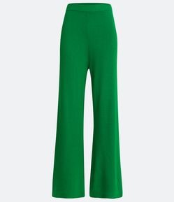Calça Flare Cintura Alta em Tricô Canelada