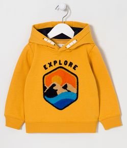 Blusão Infantil com Capuz Estampa Montanhas - Tam 1 a 5 Anos