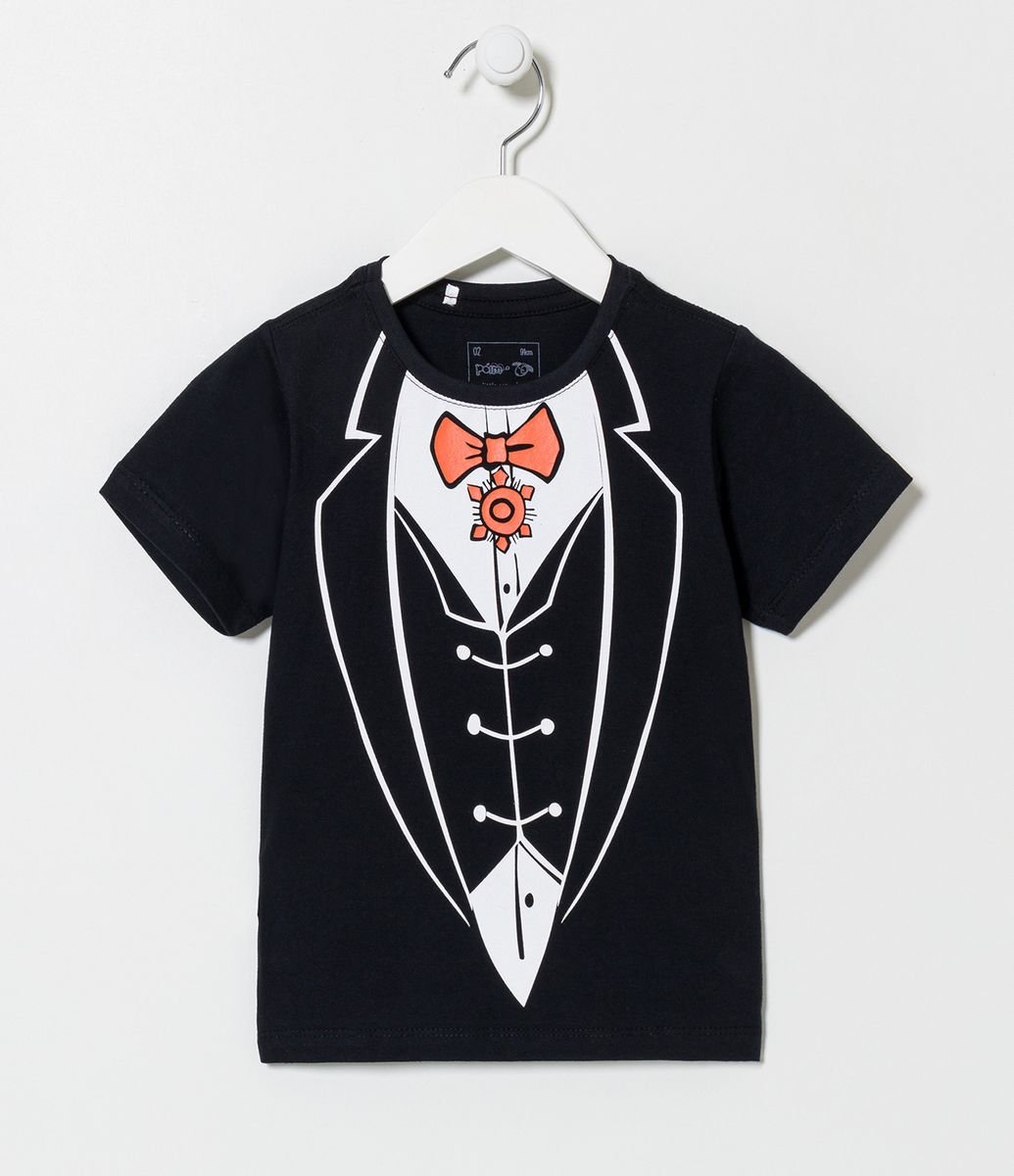 Camiseta Infantil Interativa com Estampa Capa e Máscara do Drácula - Tam 5  a 12 Anos Preto