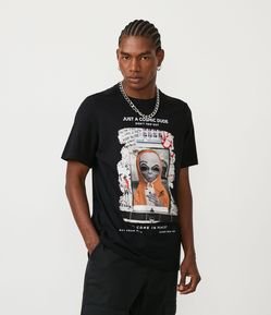 Camiseta em Meia Malha com Estampa de ET