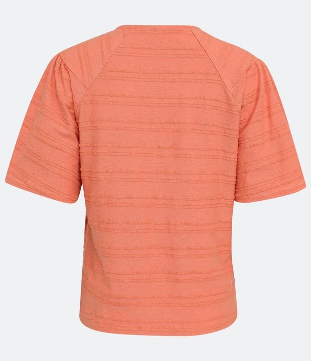 Blusa en Algodón con Textura y Manga Acampanada Naranja 6