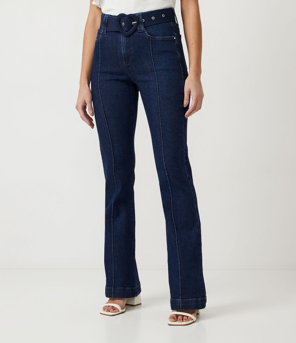 Calça flare jeans com hot sale cinto