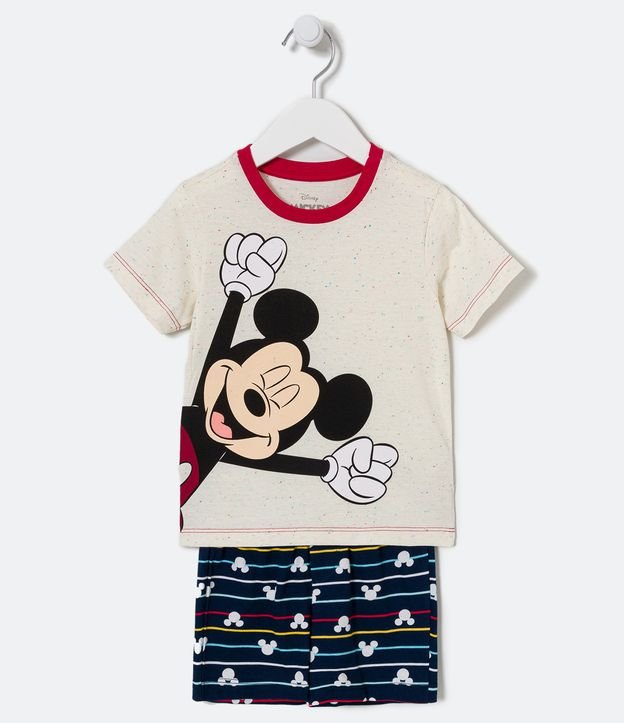 Pijama Curto Infantil Estampa Mickey - Tam 1 a 4 Anos - Cor: Branco Neve - Tamanho: 02