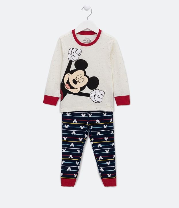 Pijama Longo Infantil Estampa Mickey - Tam 1 a 4 Anos Branco 1