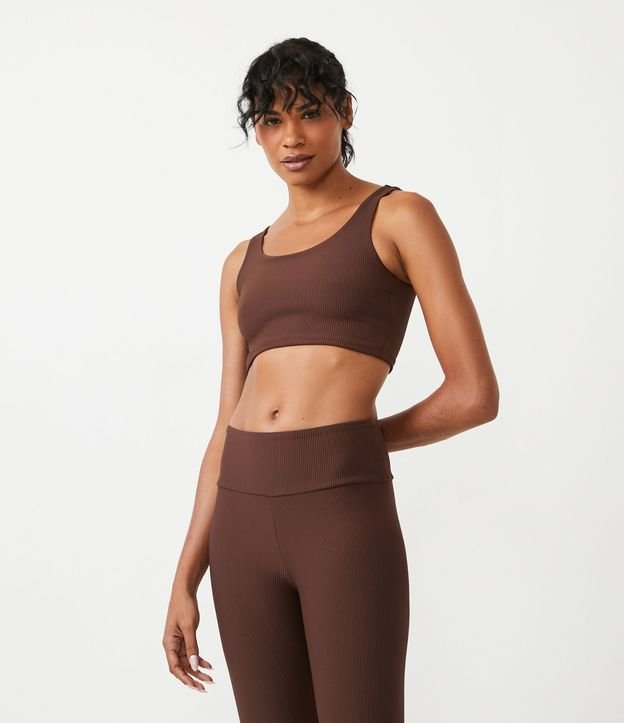 Top Deportivo en Poliamida con Textura Acanalada Marrón 1