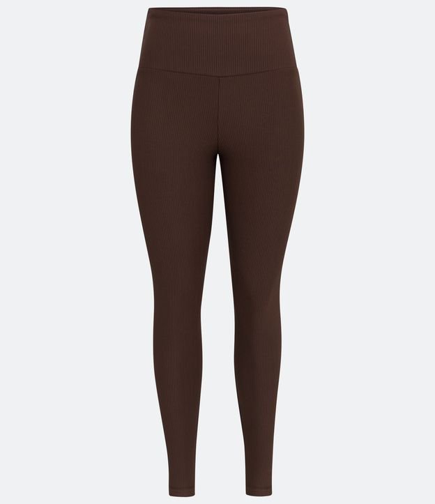 Pantalón Legging Deportiva en Poliamida con Textura Acanalada Marrón 6