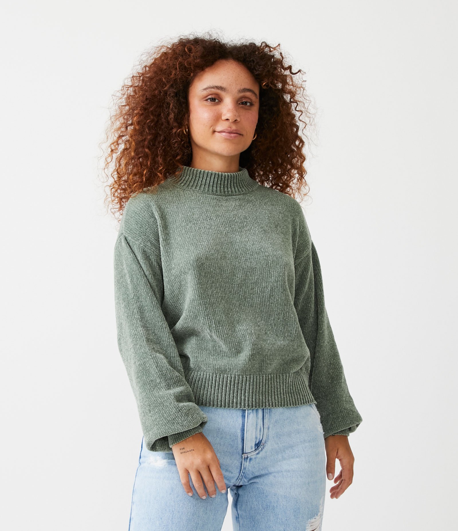 Suéter em Chenille com Golinha Alta e Ribanas 1