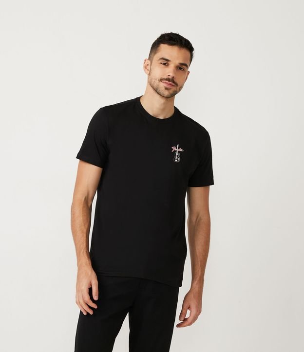 Remera Comfort en Algodón con Estampado Guitarra Fender Negro 1