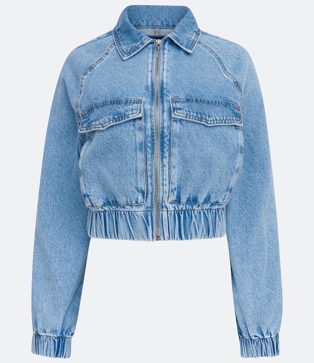 Chaqueta Bomber Jeans con Maxi Bolsillo Azul 5