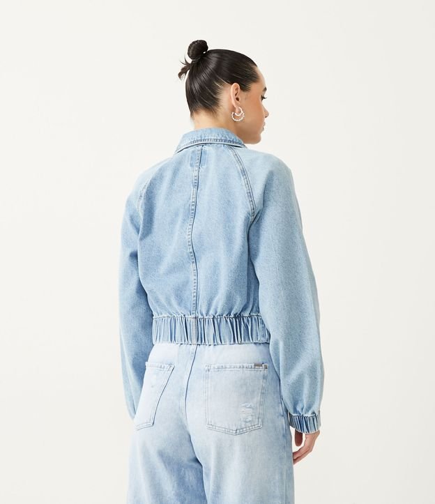 Chaqueta Bomber Jeans con Maxi Bolsillo Azul 3
