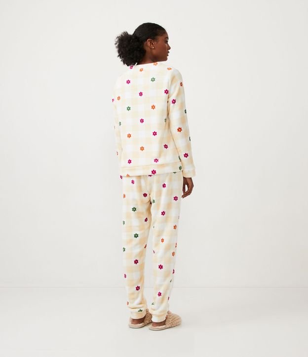 Pijama Largo en Fleece con Puño Ajustado y Estampado de Cuadros Naranja 2