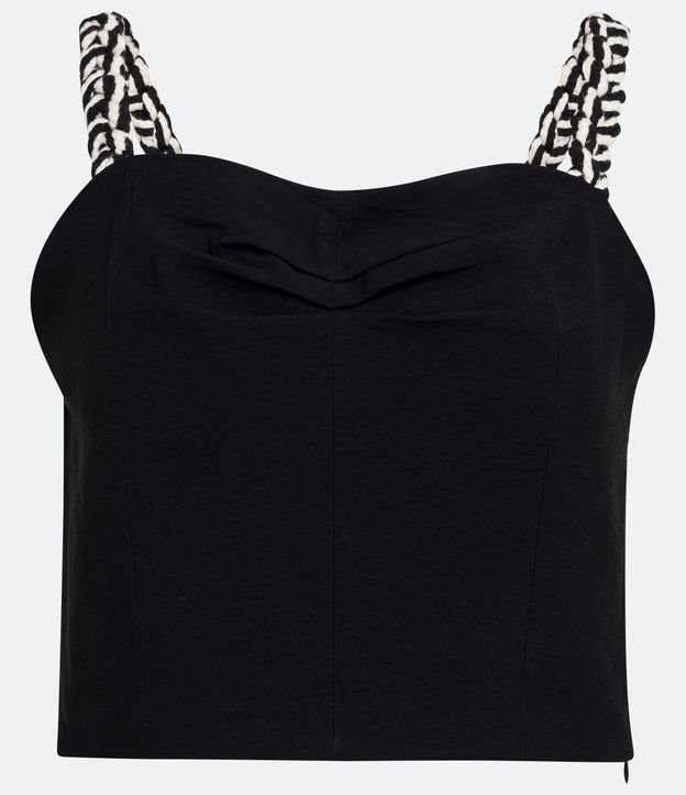 Blusa Cropped en Sastrería con Tirante Cuerda Negro 5