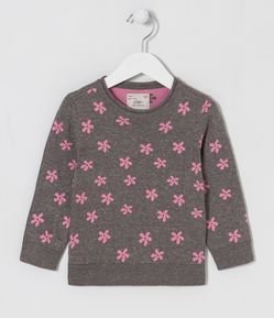 Blusão Infantil em Algodão com Estampa de Flores - Tam 1 a 5 Anos