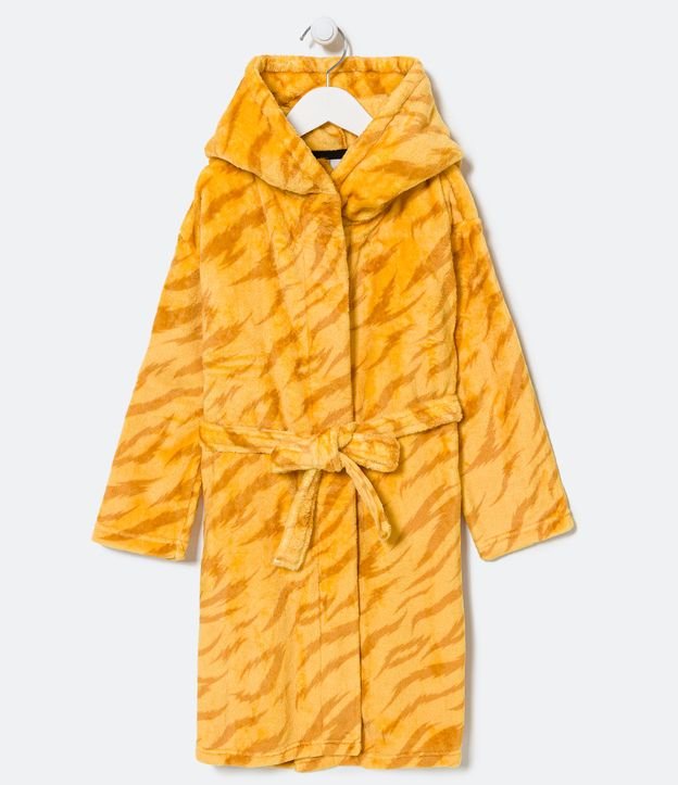 Bata de Baño Infantil en Fleece con Bordado de Tigre Interactivo - Talle  PP al M Amarillo 1