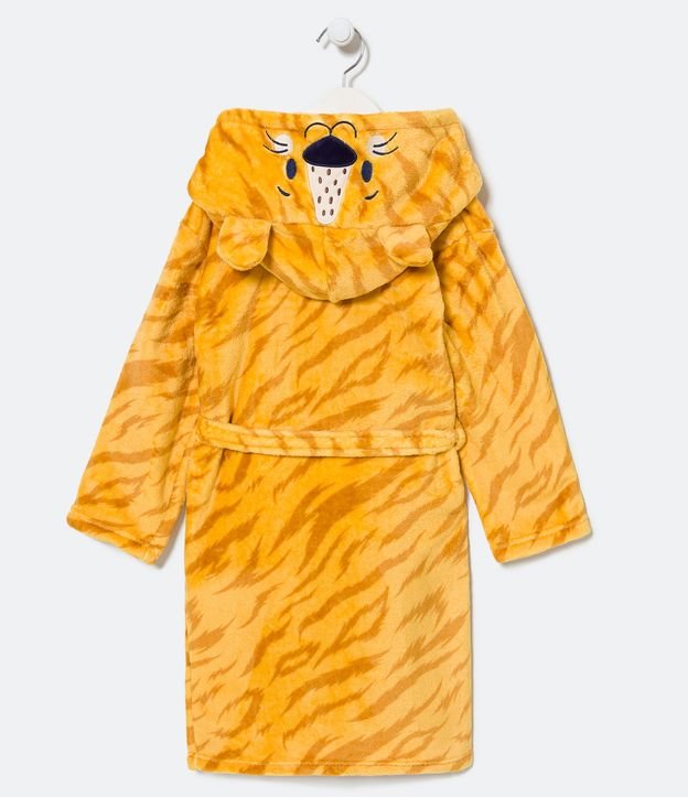 Bata de Baño Infantil en Fleece con Bordado de Tigre Interactivo - Talle  PP al M Amarillo 2