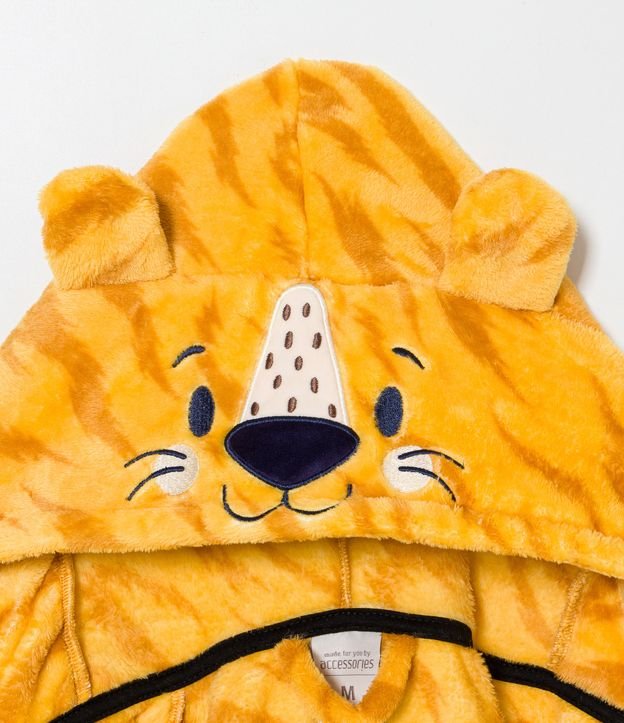 Bata de Baño Infantil en Fleece con Bordado de Tigre Interactivo - Talle  PP al M Amarillo 3