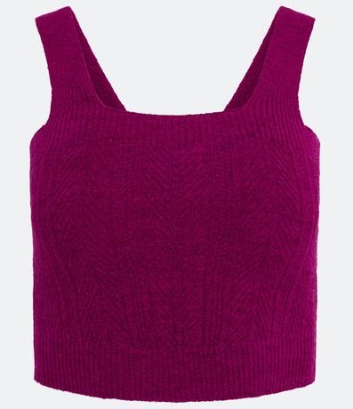 Blusa Cropped Sem Manga em Tricô Texturizado Menor preço em Blusa Cropped Sem Manga em Tricô Texturizado