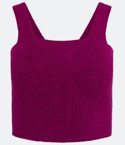 Blusa Cropped Sem Manga em Tricô Texturizado