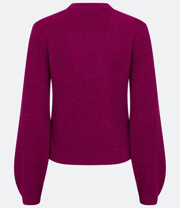 Cardigan en Punto con Hilo Mezclado y Botones Forrados Rosado 7