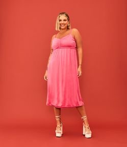 Vestido Midi em Jersey com Transpasse e Alça Diferenciada Curve & Plus Size