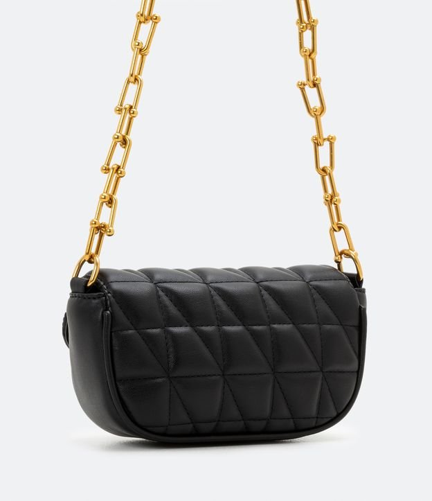 Bolso Pequeño Capitoneado con Correa de Cadena Negro 4