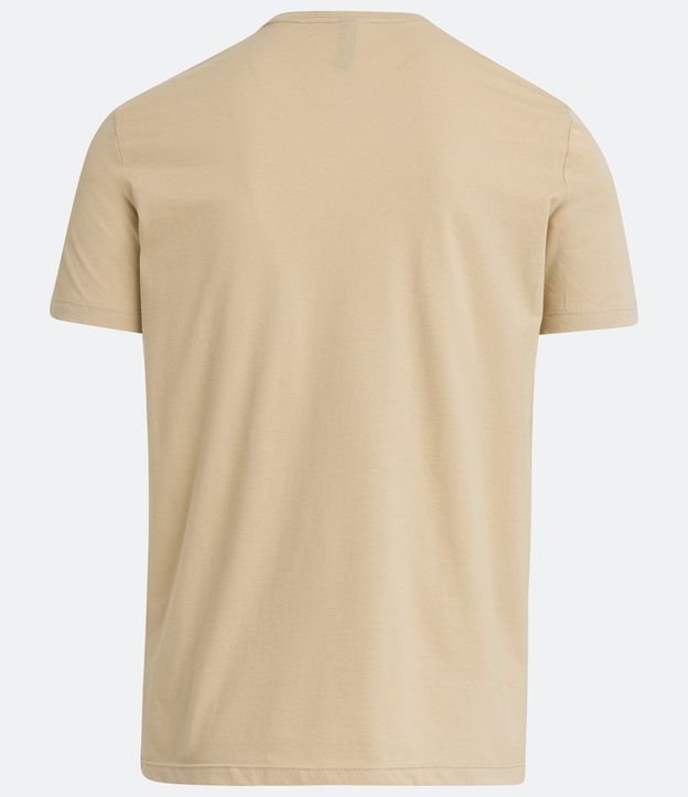 Camiseta Regular em Algodão com Estampa Geométrica e Lettering Marrom 6