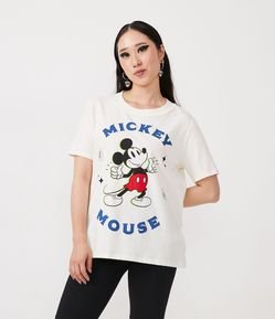 Blusa Alongada em Meia Malha com Estampa Mickey Mouse