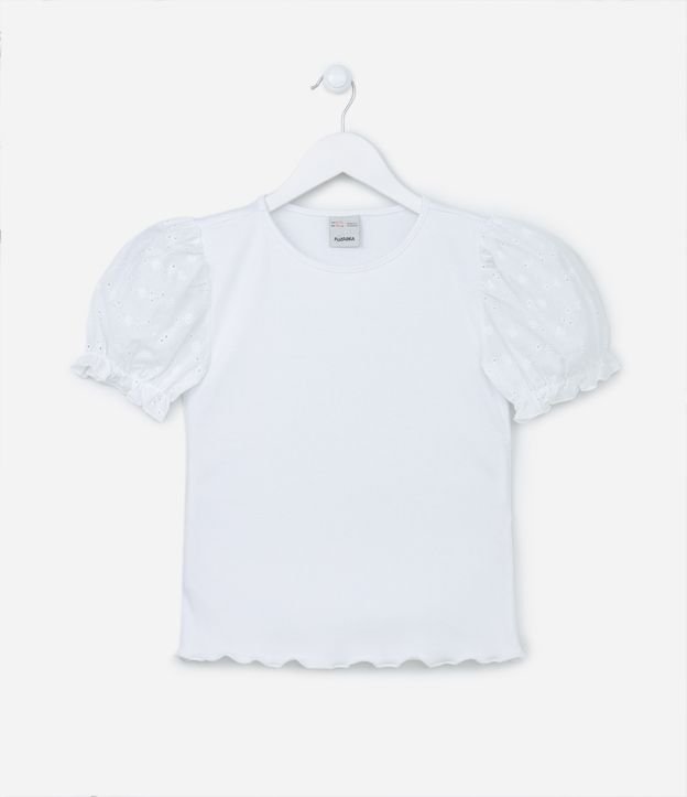 Blusa Infantil com Mangas Bufantes em Laise - Tam 5 a 14 anos