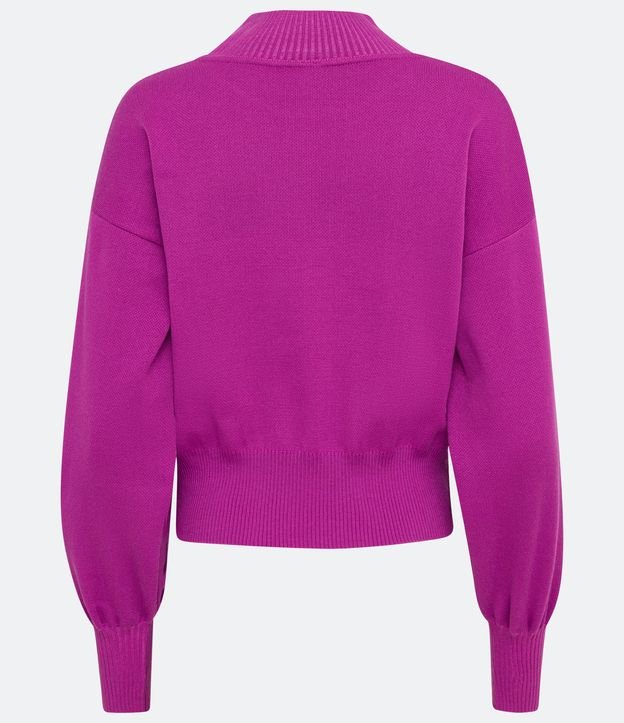 Buzo Suéter de Punto con Cuello Alto Violeta 8