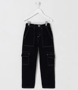 Calça Infantil com Bolsos e Costuras Diferenciadas: - Tam 5 a 14 Anos