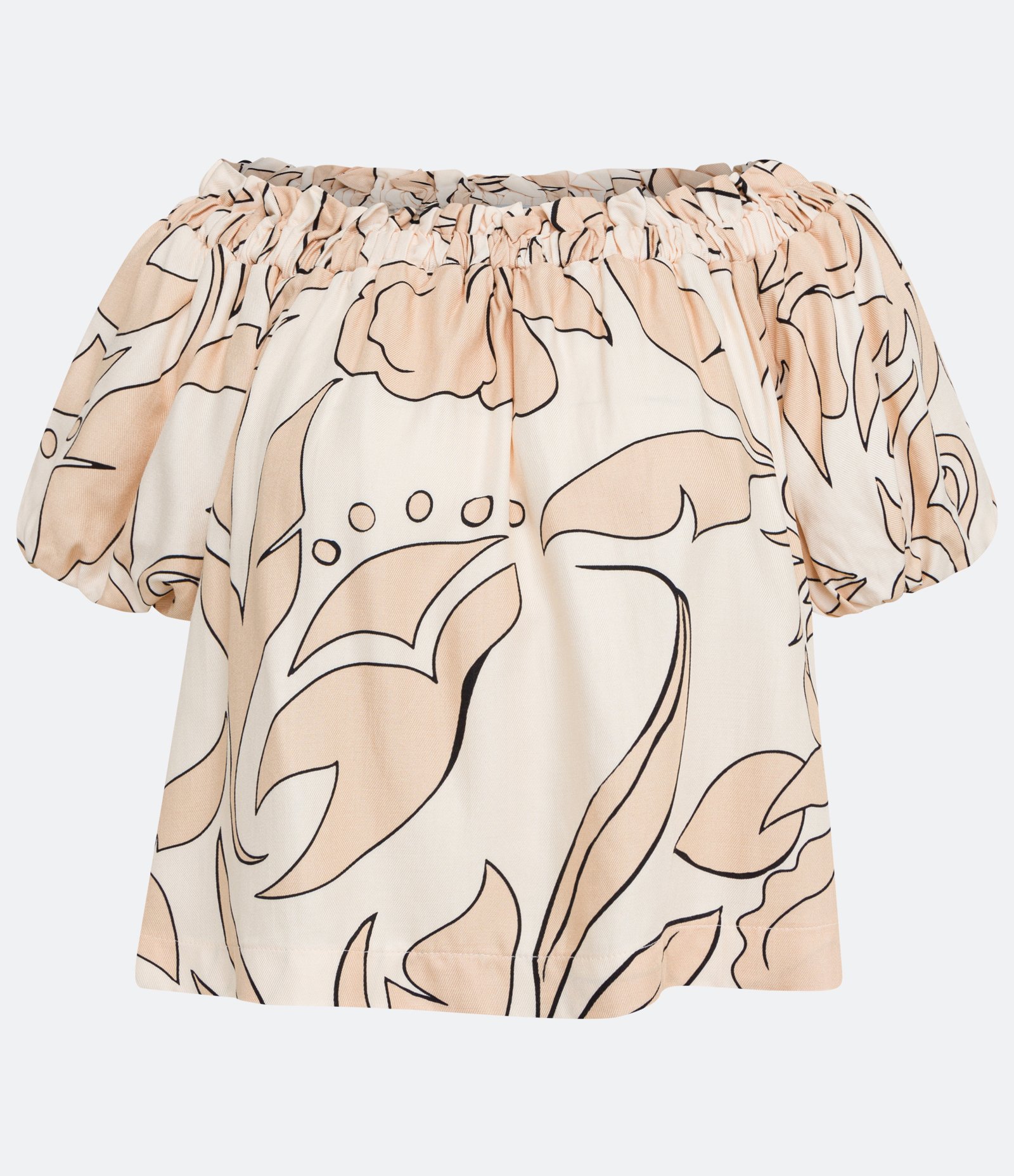 Blusa Ciganinha em Viscose com Estampa Floral Bege 1