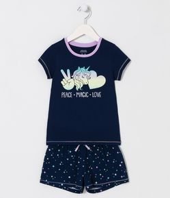 Pijama Corto Infantil Estampado Unicórnio - Talle 5 a 14 años
